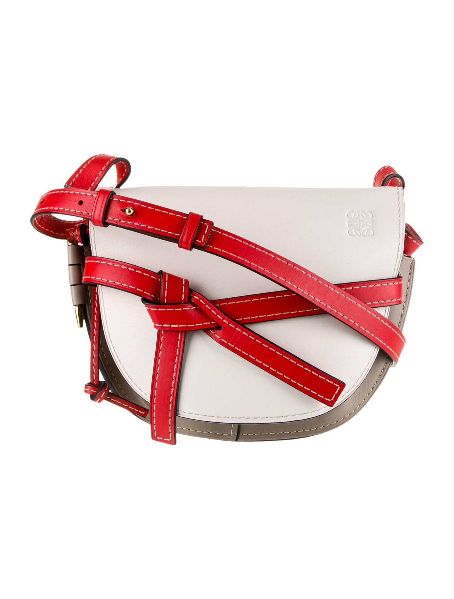 Loewe Medium Leather Gate White Crossbody Bags, Handbags LOW57858