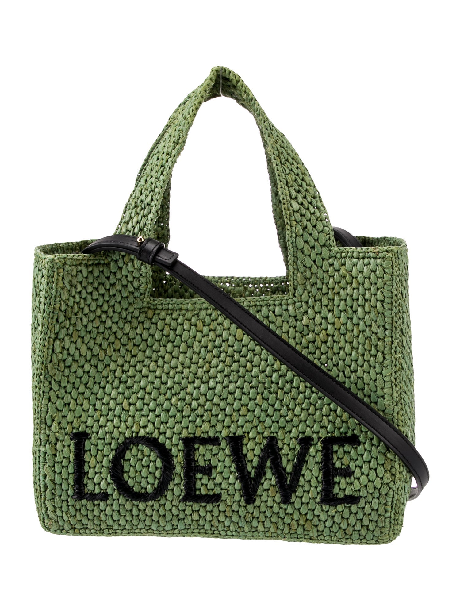 Loewe 2023 Small Raffia Font Tote - Green Totes, Handbags