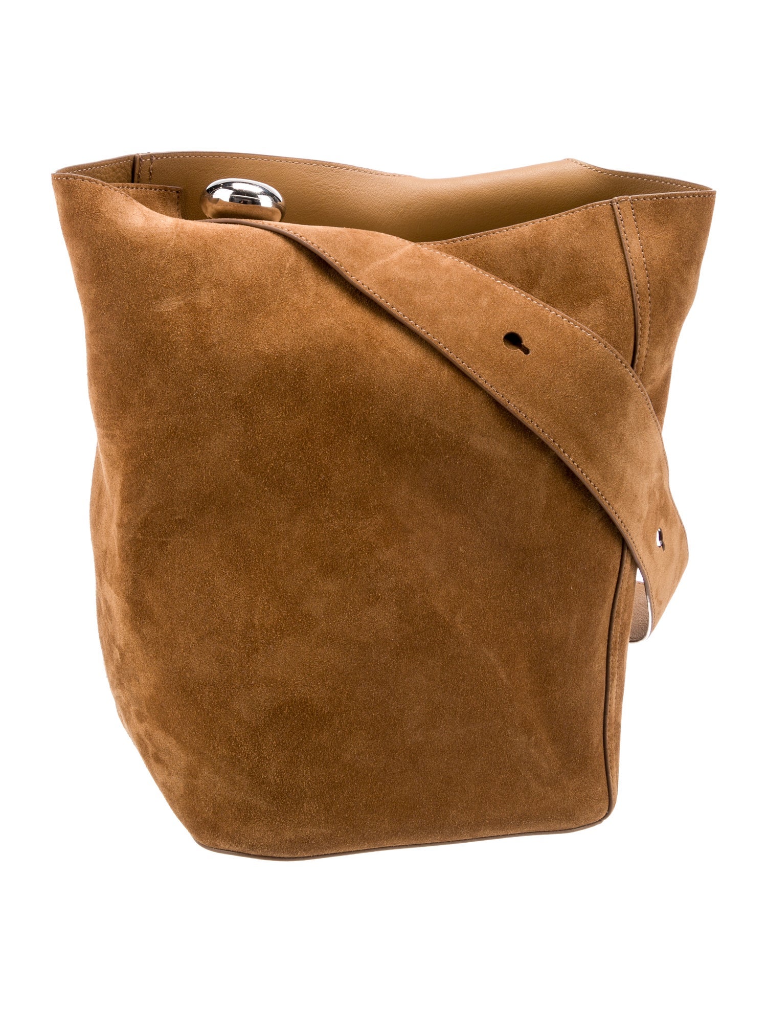 Loewe 2024 Medium Suede Pebble Bucket Bag - Brown Bucket