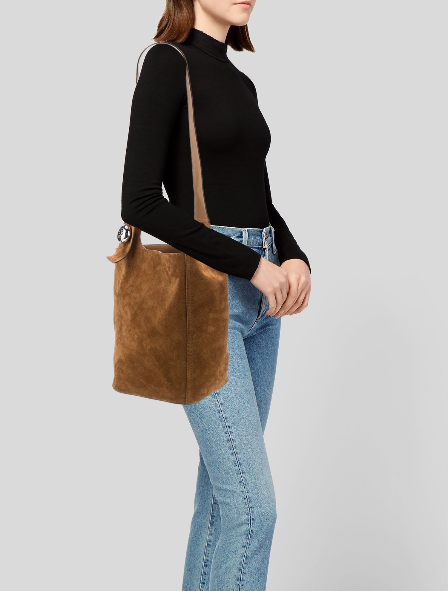 Loewe 2024 Medium Suede Pebble Bucket Bag - Brown Bucket