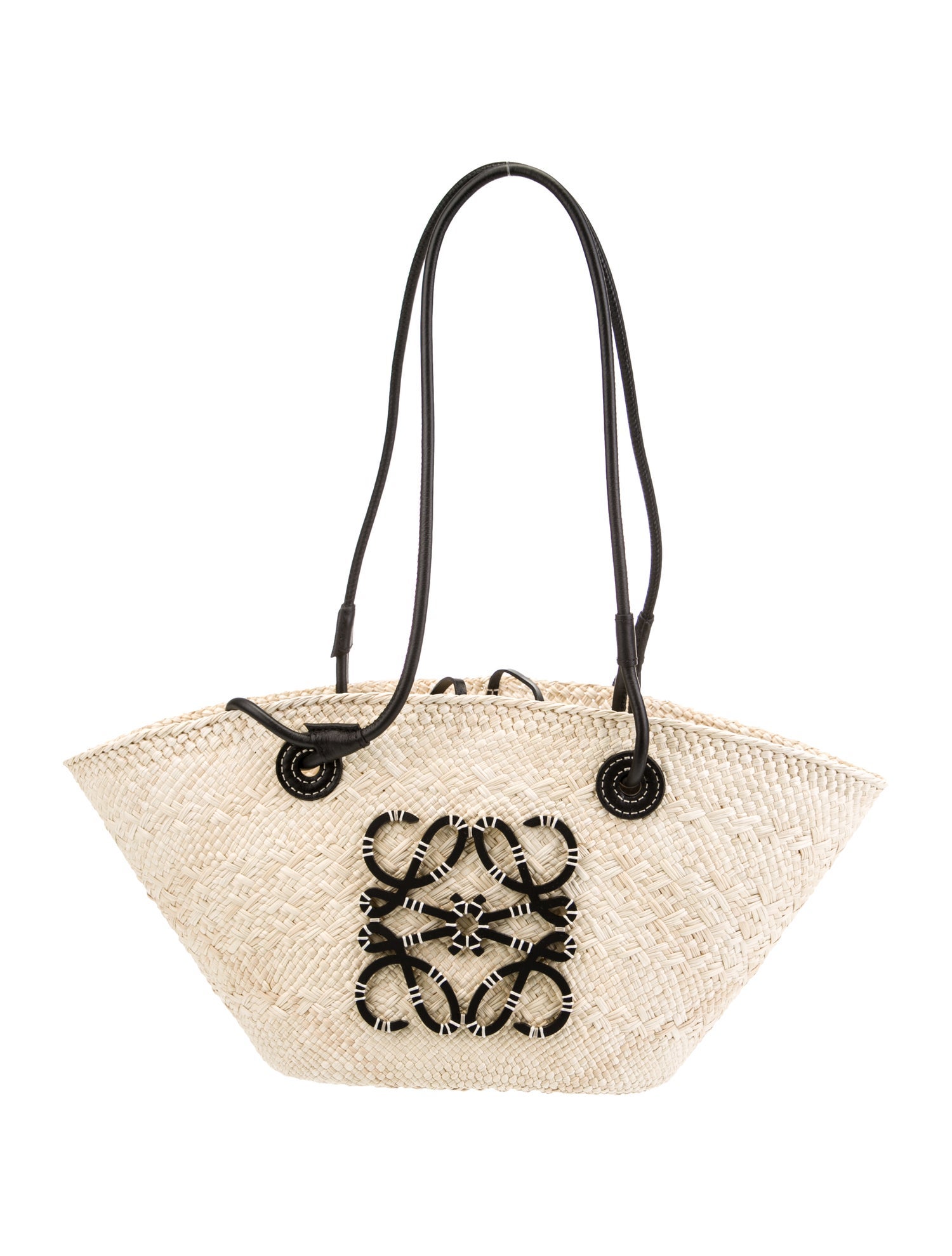 Anagram Medium Raffia Tote - Beige main image 1