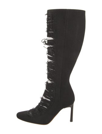 Loewe Canvas Distressed Accents Lace-Up Boots