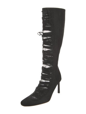 Loewe Canvas Distressed Accents Lace-Up Boots