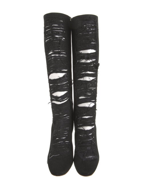 Loewe Canvas Distressed Accents Lace-Up Boots