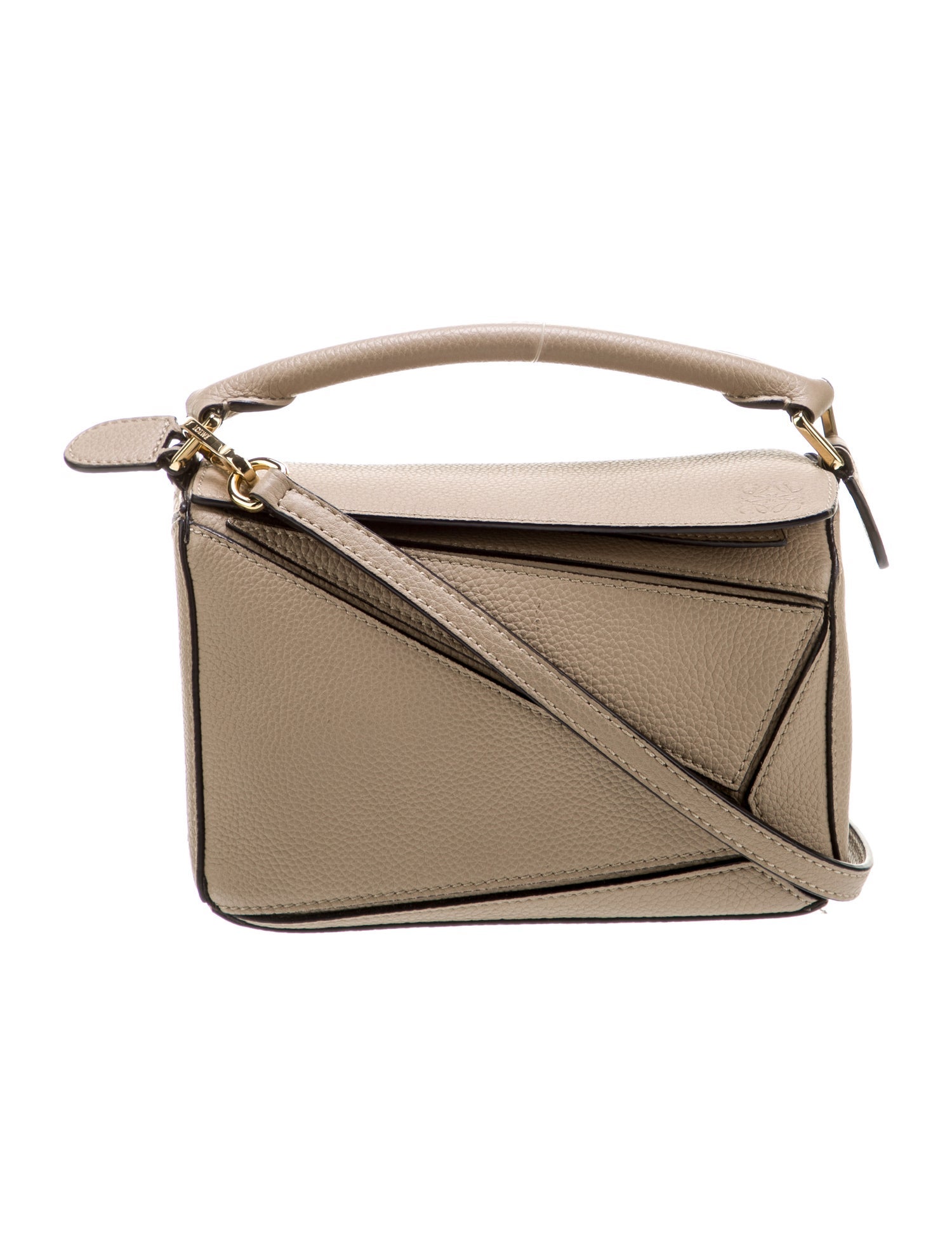 Loewe Calfskin Puzzle Mini 2022 Neutrals Handle Bags, Handbags