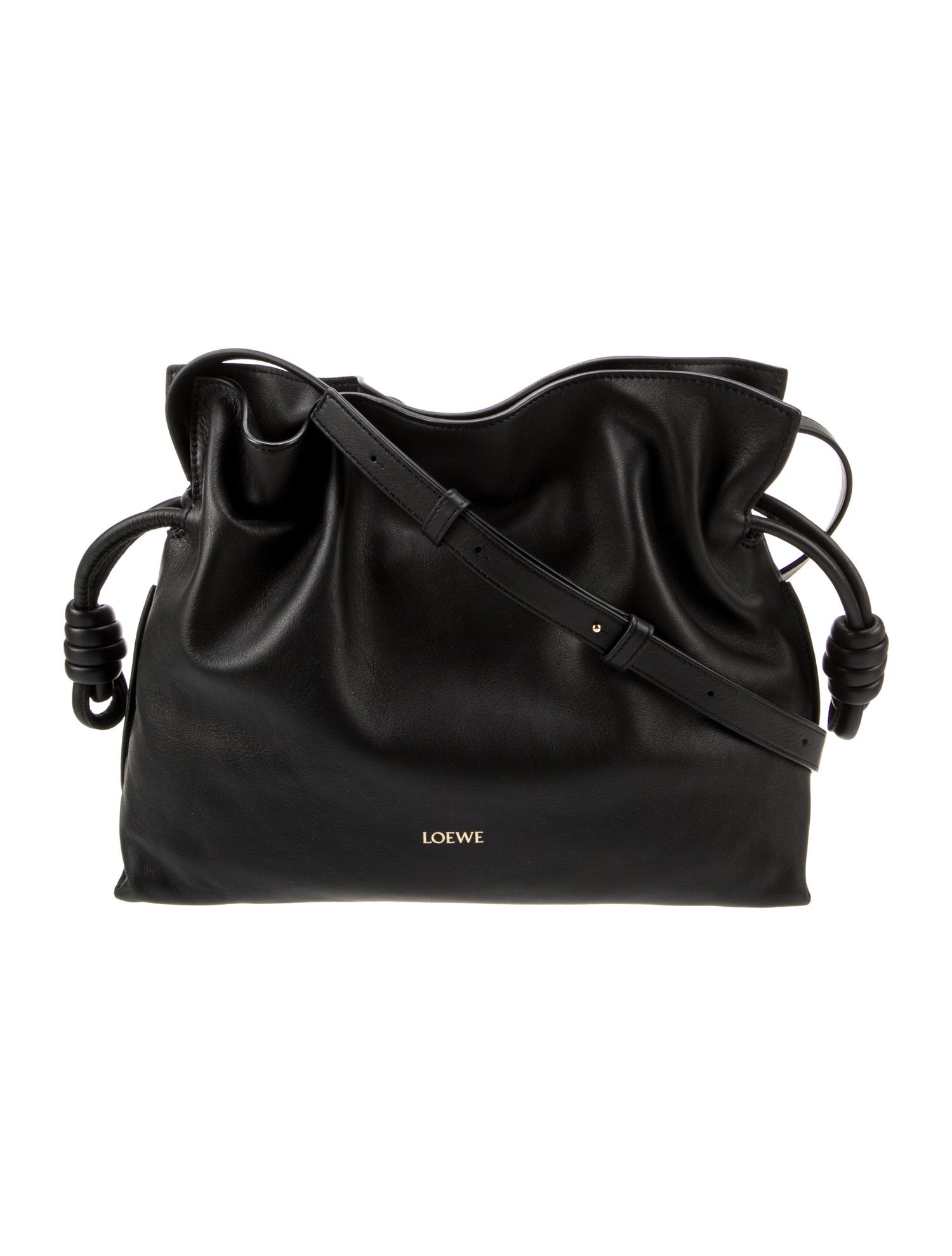 Loewe Leather Flamenco Knot Medium 2024 Black Crossbody Bags