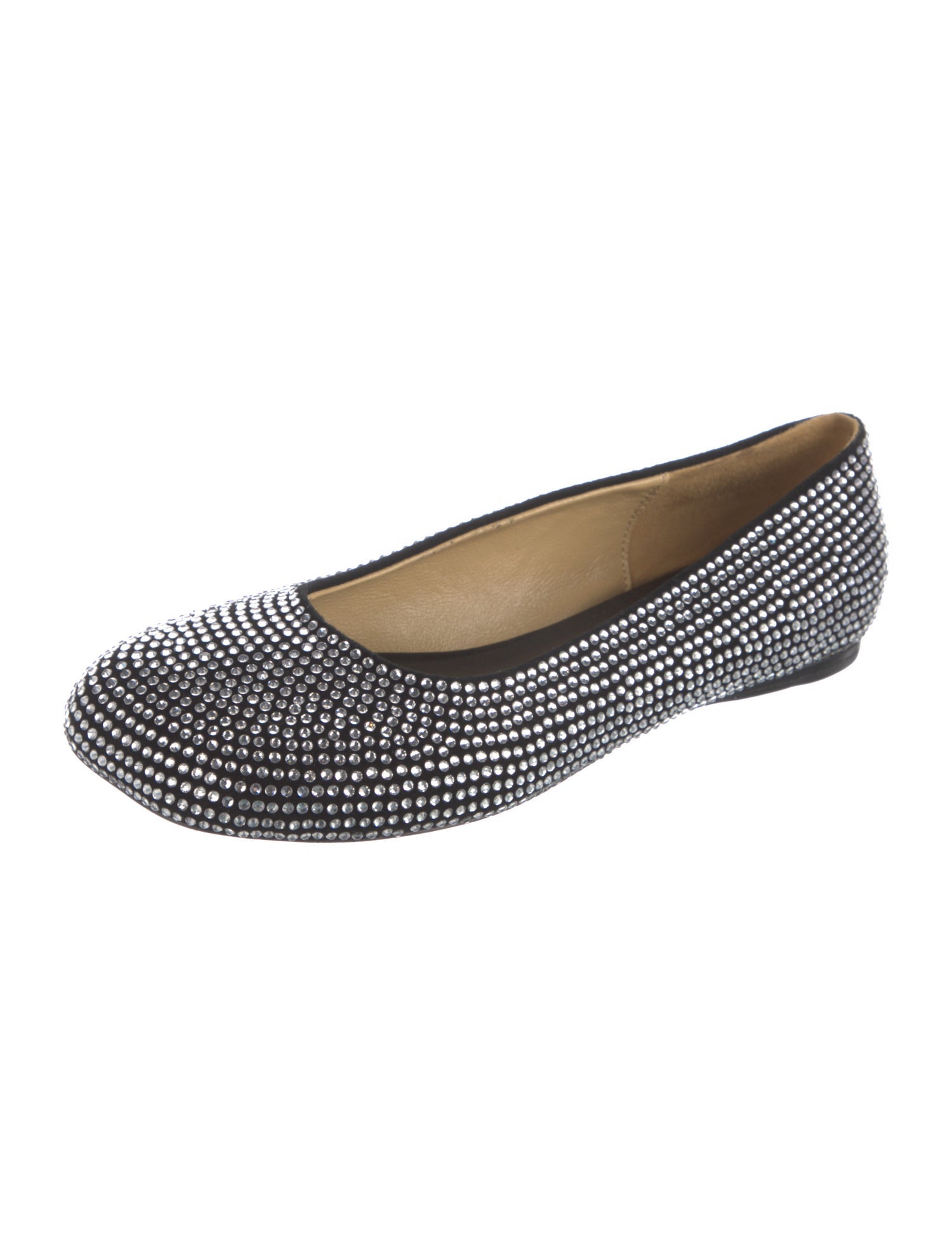 Loewe Suede Crystal Embellishments Ballet Flats