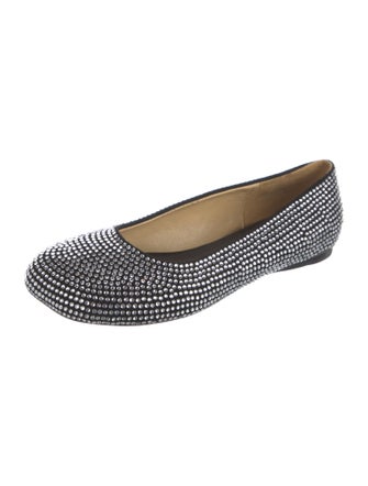 Loewe Suede Crystal Embellishments Ballet Flats