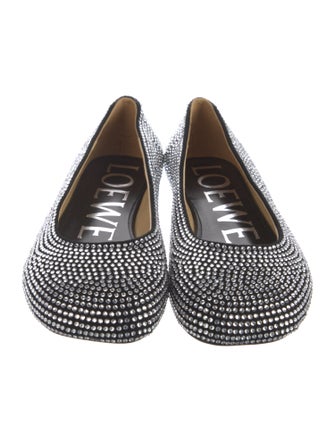 Loewe Suede Crystal Embellishments Ballet Flats