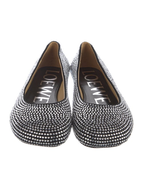Loewe Suede Crystal Embellishments Ballet Flats