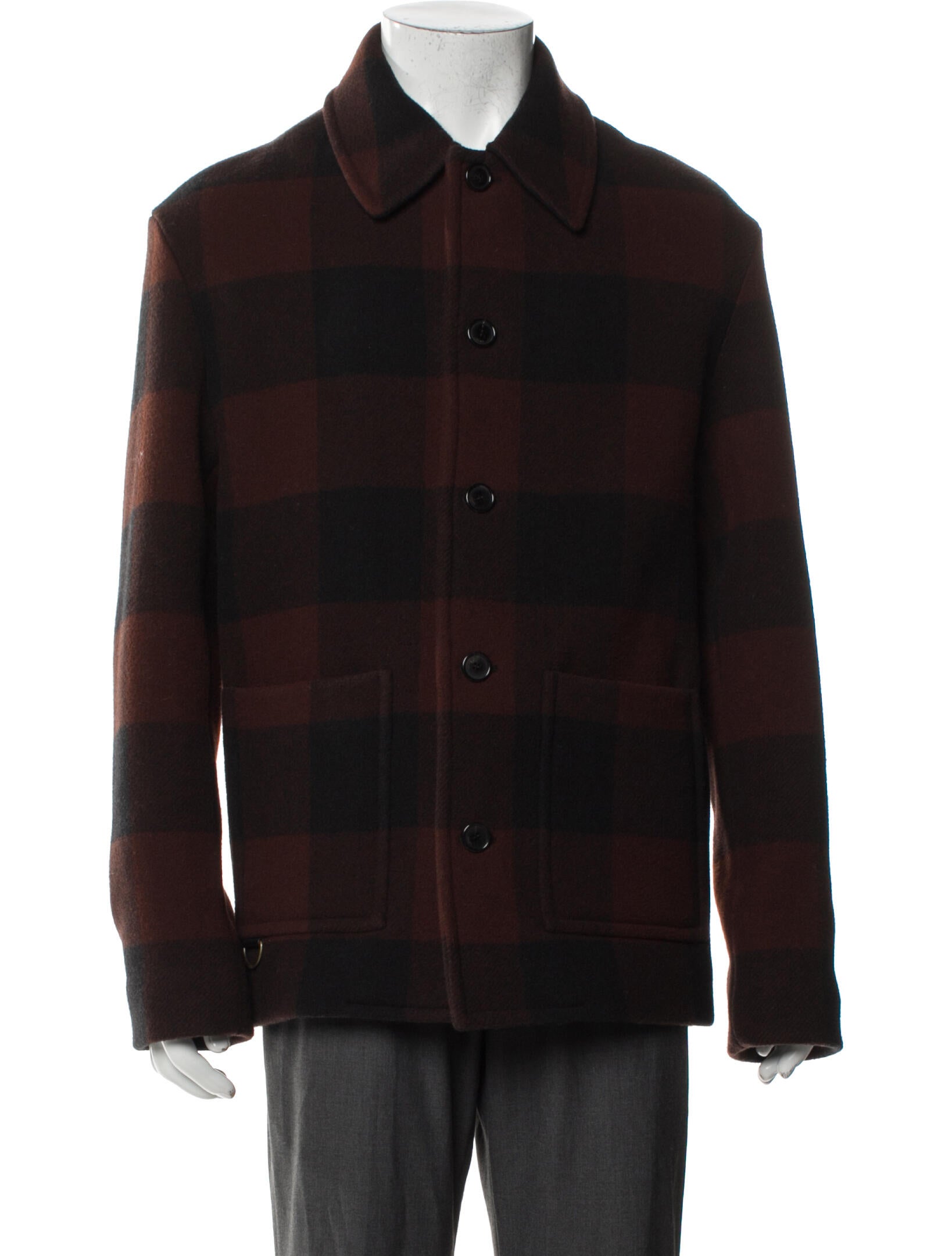 Loewe Wool Plaid Print Peacoat w/ Tags