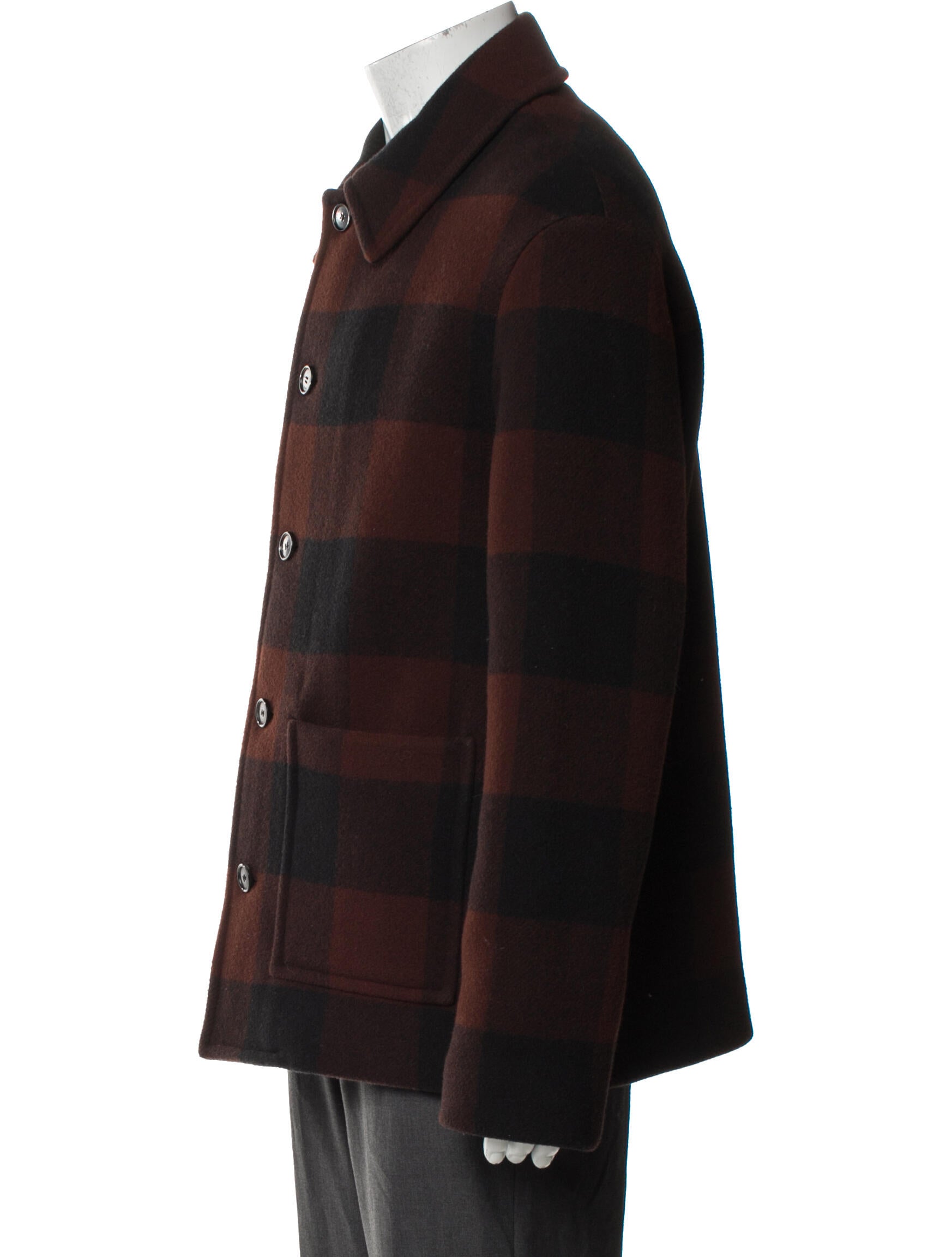 Loewe Wool Plaid Print Peacoat w/ Tags