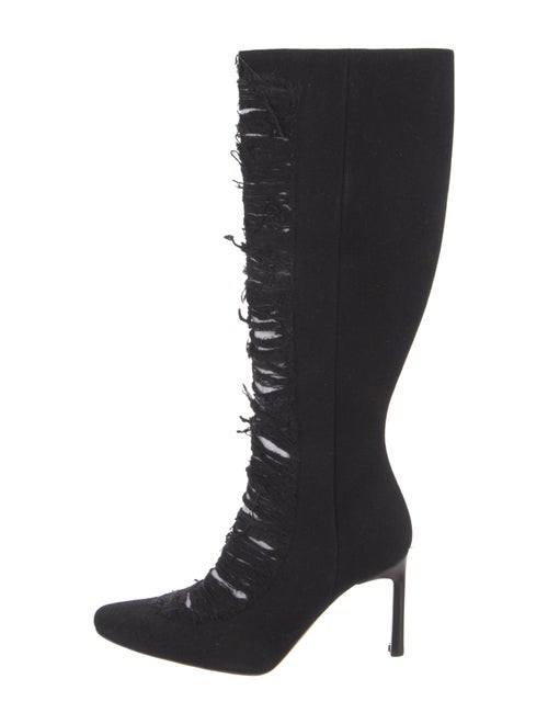 Loewe Denim Distressed Accents Lace-Up Boots