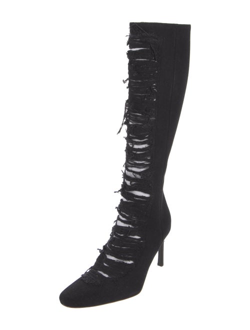 Loewe Denim Distressed Accents Lace-Up Boots
