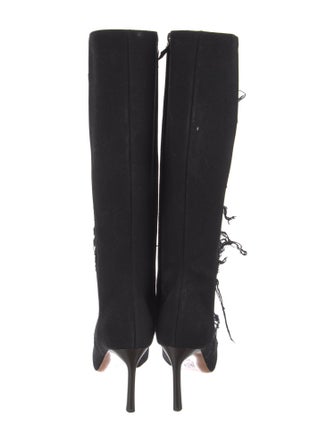 Loewe Denim Distressed Accents Lace-Up Boots