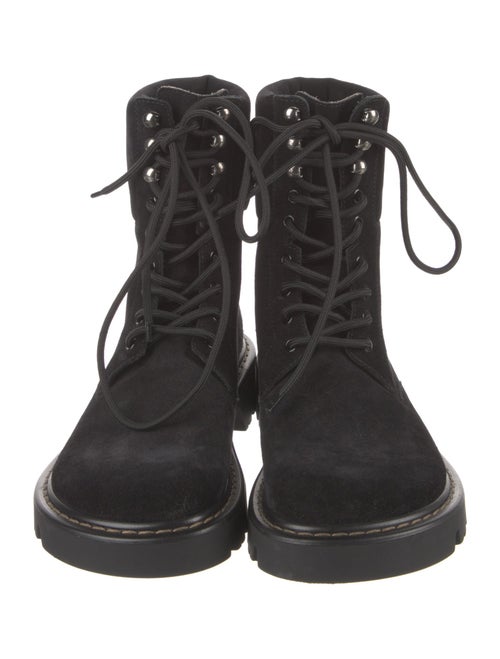 Loewe Suede Floral Print Combat Boots