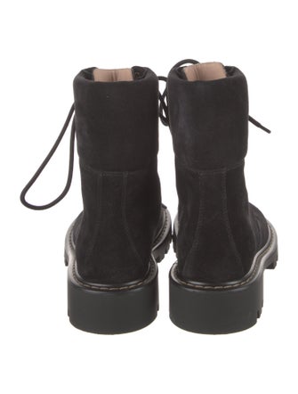 Loewe Suede Floral Print Combat Boots