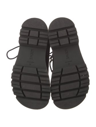 Loewe Suede Floral Print Combat Boots