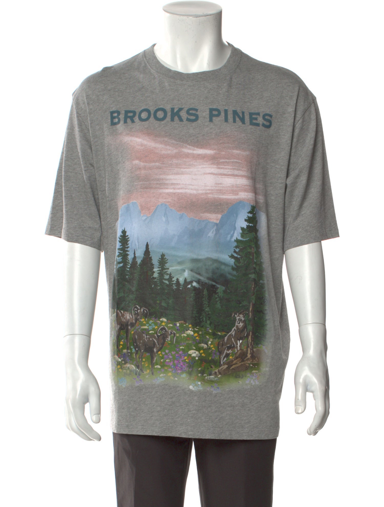 【送料関税込】Loewe Brooks Pines T-Shirt Loewe Men's Brooks Pines T-Shirt in Grey Melange Loewe