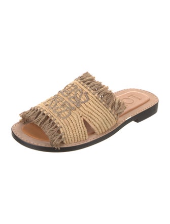 Loewe Straw Fringe Trim Accent Slides