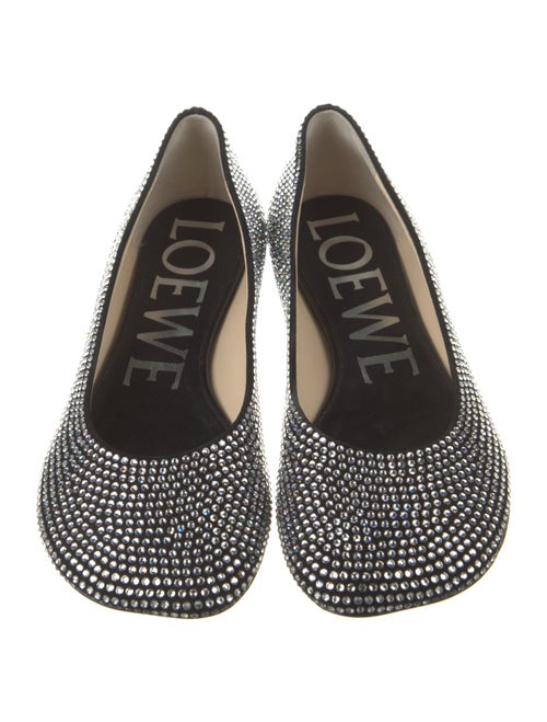 Loewe Suede Crystal Embellishments Ballet Flats