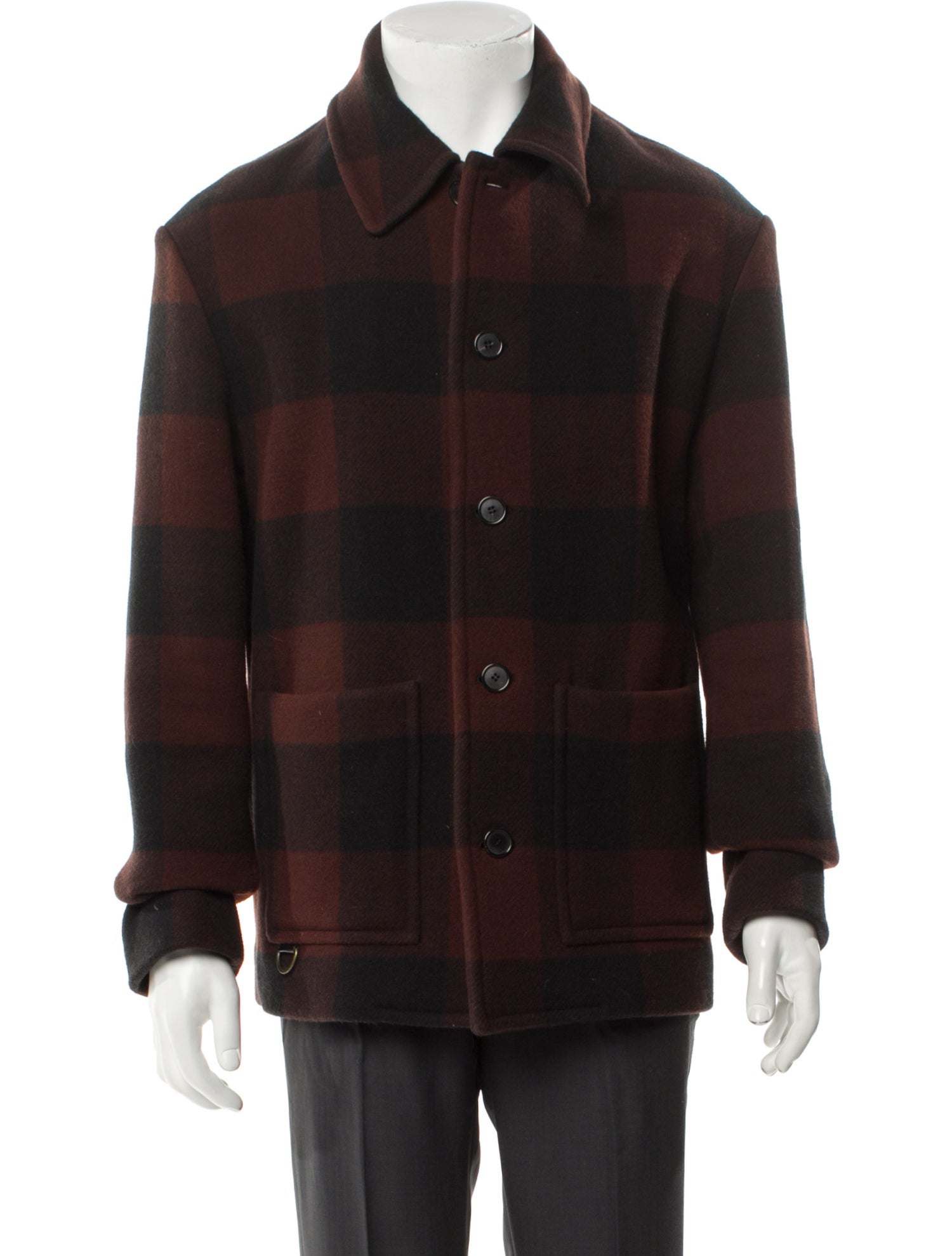 Loewe Wool Plaid Print Peacoat
