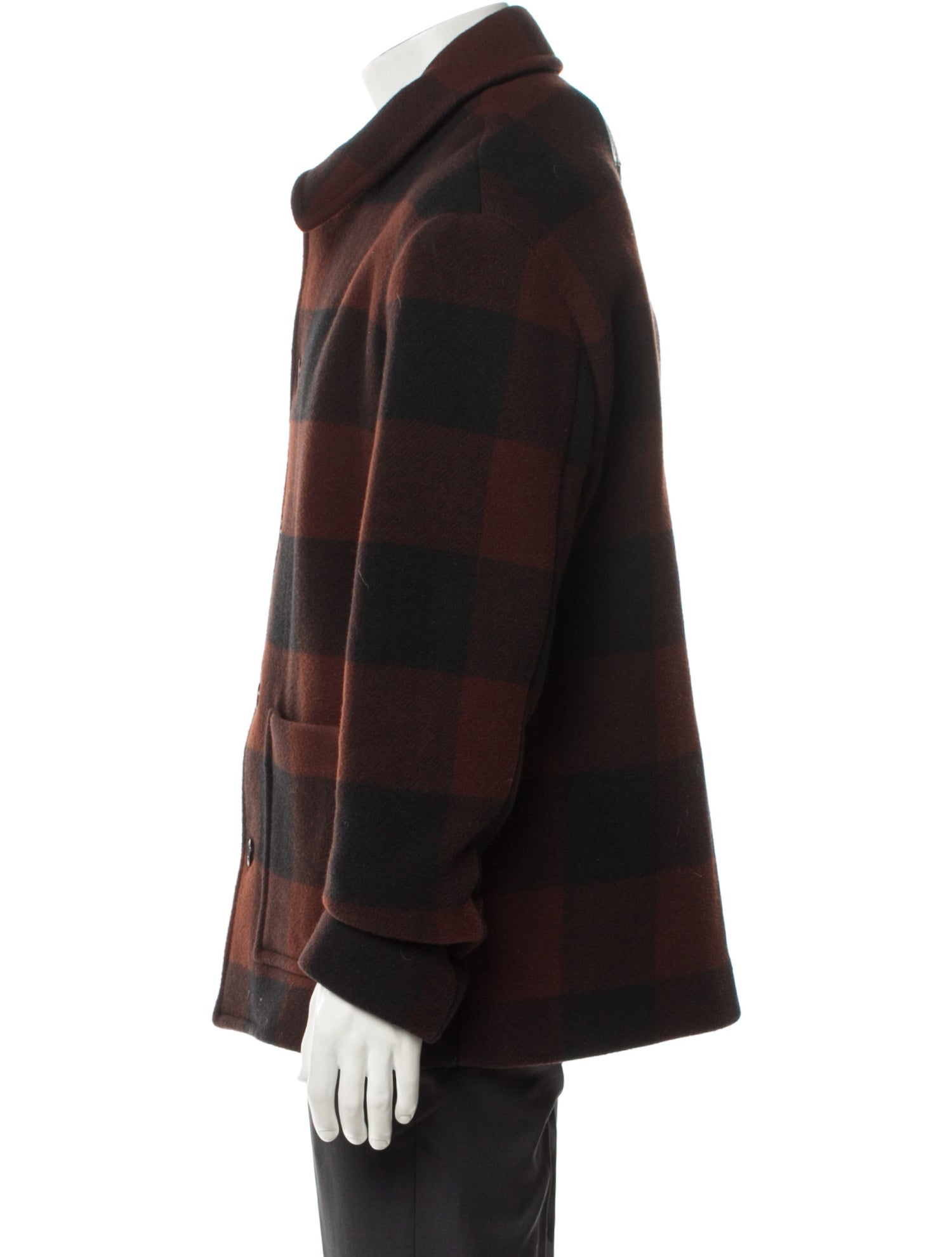 Loewe Wool Plaid Print Peacoat