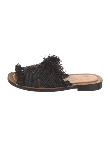 Loewe Sandals Raffia Braided Accents Slides IT 38 | 8