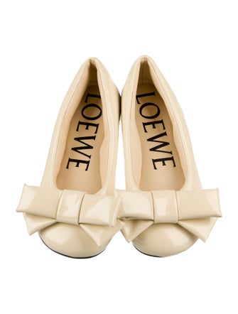 Loewe Patent Leather Bow Accents Ballet Flats