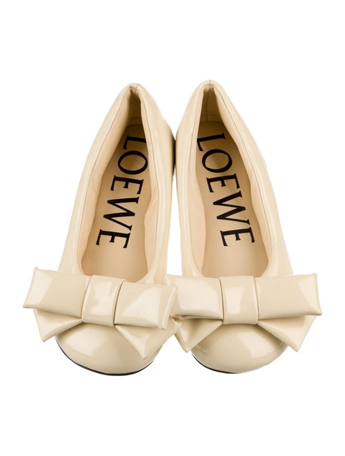 Loewe Patent Leather Bow Accents Ballet Flats