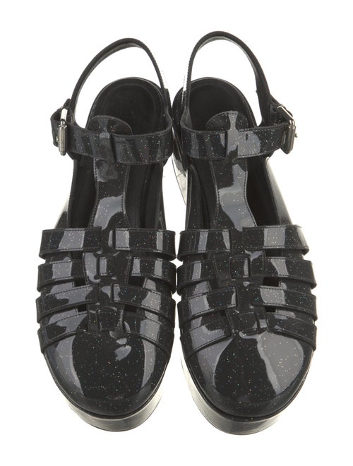 Loewe Patent Leather Glitter Accents Slingback Pumps