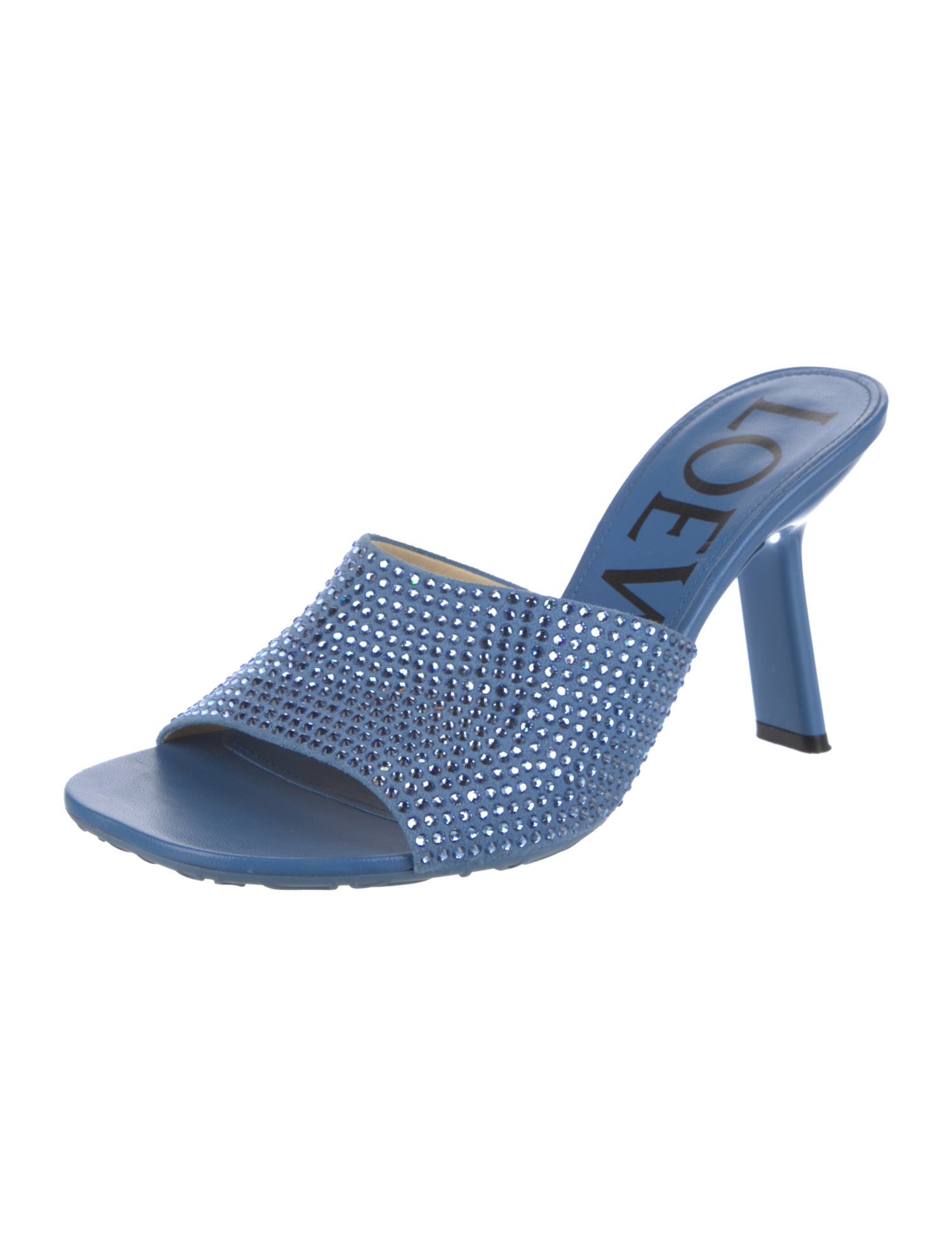 Loewe Suede Crystal Embellishments Slides