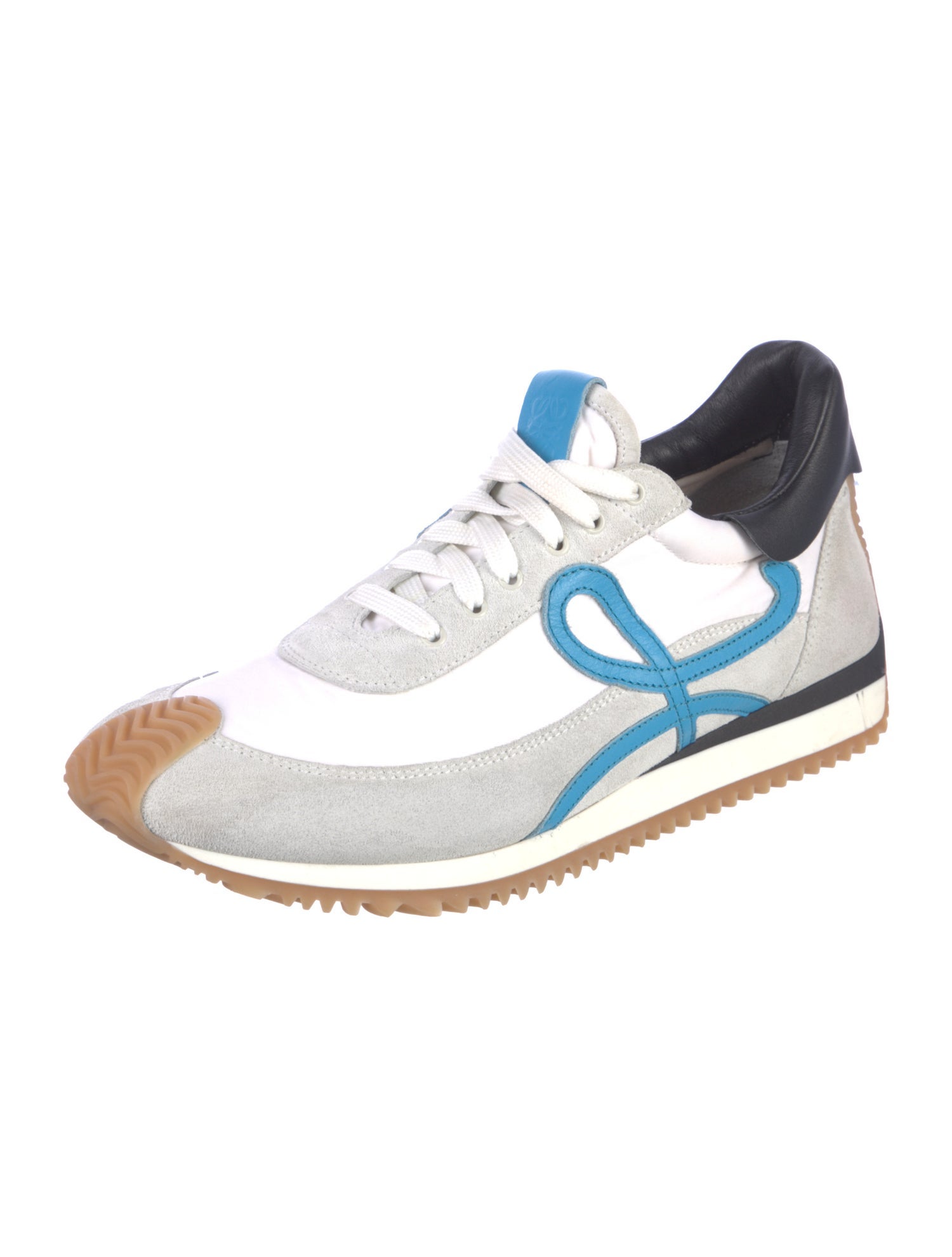 Loewe Suede Colorblock Pattern Athletic Sneakers