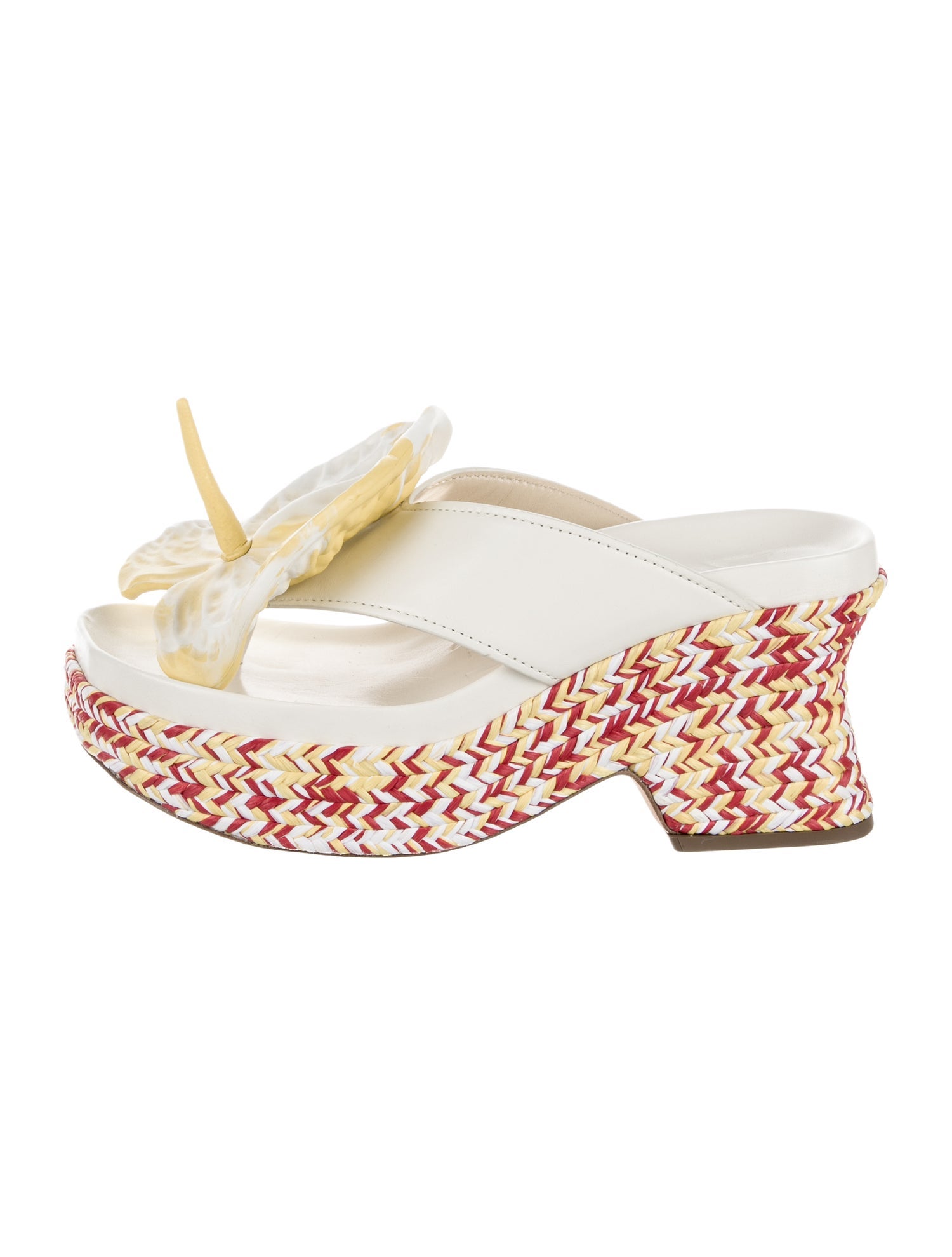 Loewe Leather Floral Print Flip Flops