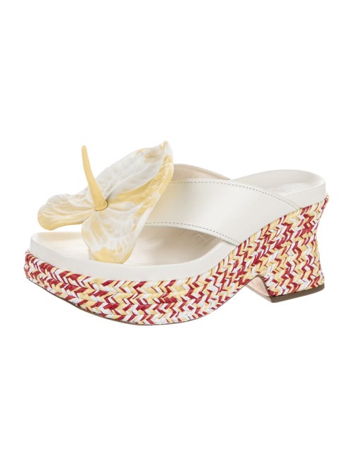 Loewe Leather Floral Print Flip Flops