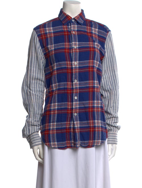 Loewe Plaid Print Long Sleeve Button-Up Top