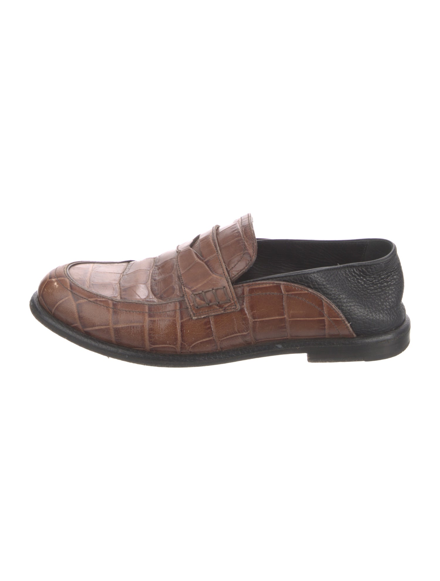 Loewe Leather Colorblock Pattern Loafers