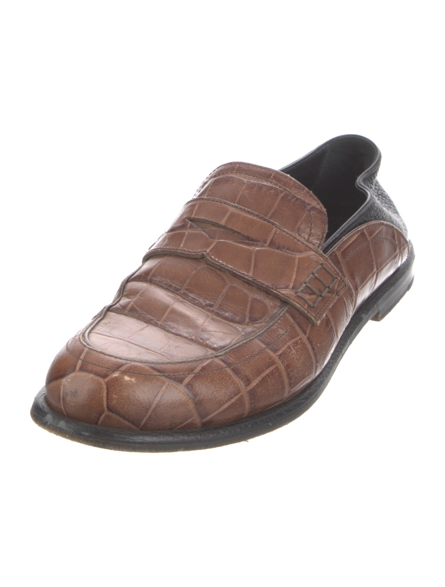 Loewe Leather Colorblock Pattern Loafers