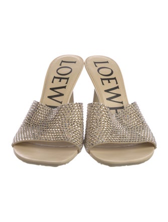 Loewe Leather Crystal Embellishments Slides