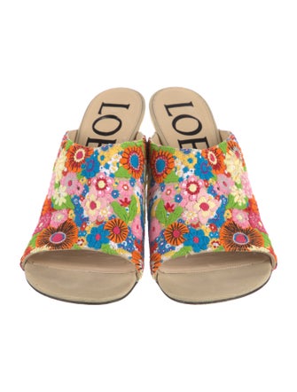 Loewe Canvas Floral Print Slides
