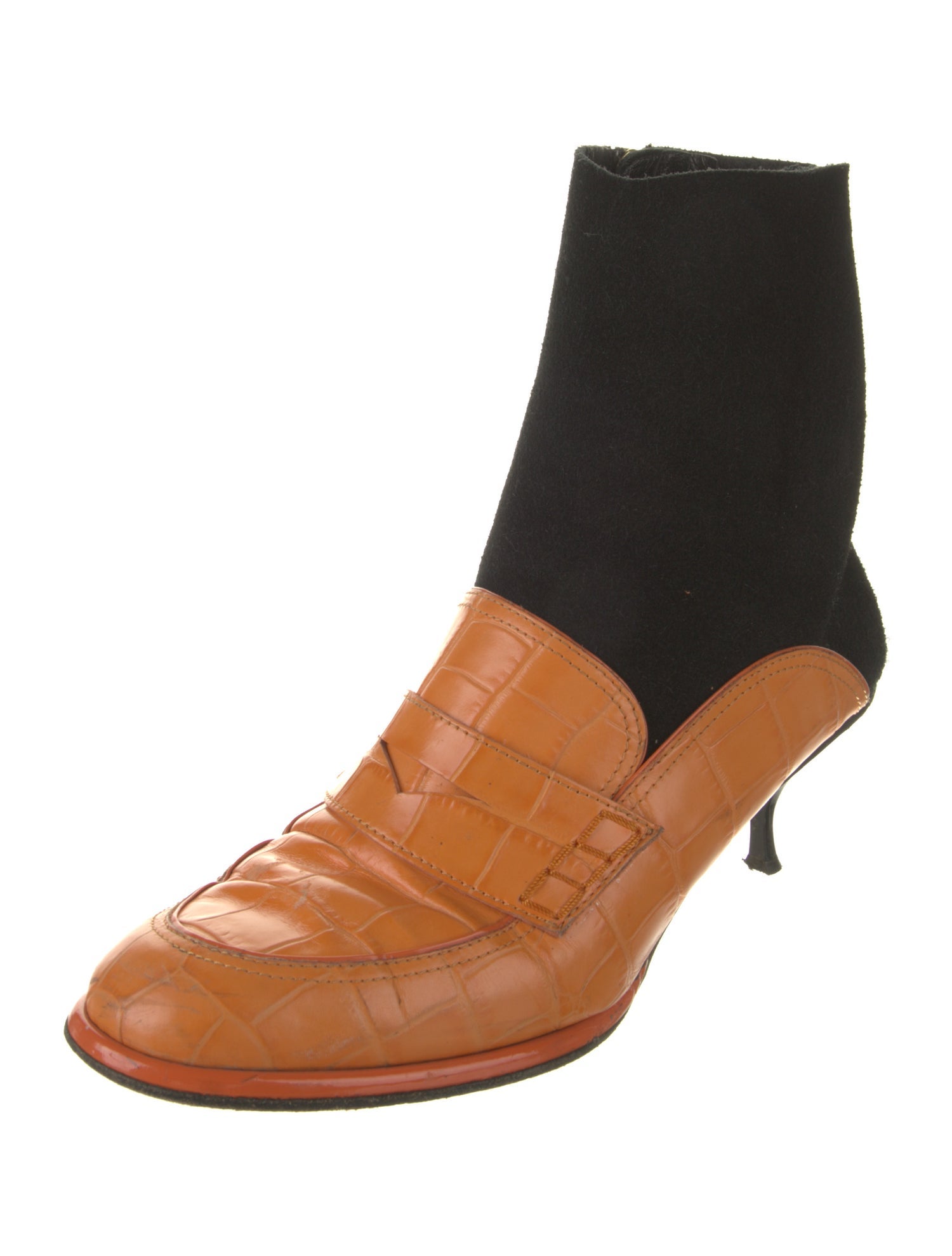 Loewe Leather Colorblock Pattern Boots