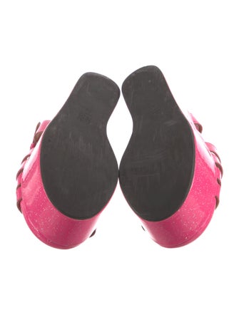 Loewe Patent Leather Glitter Accents T-Strap Pumps