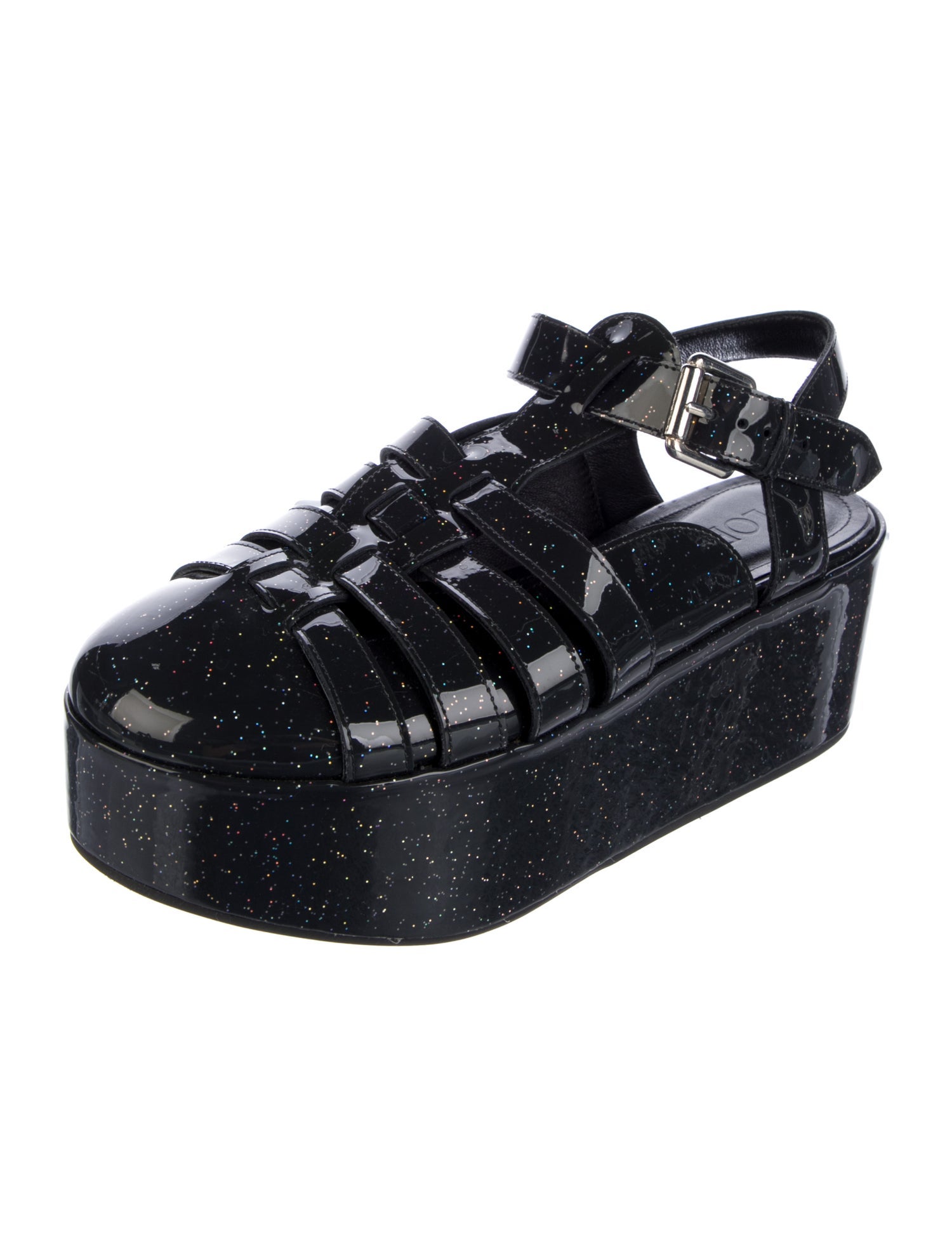 Loewe Leather Glitter Accents Gladiator Sandals