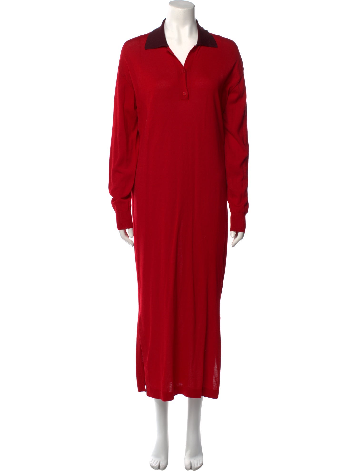 Loewe Knit Polo Long Sleeve Midi Length Dress
