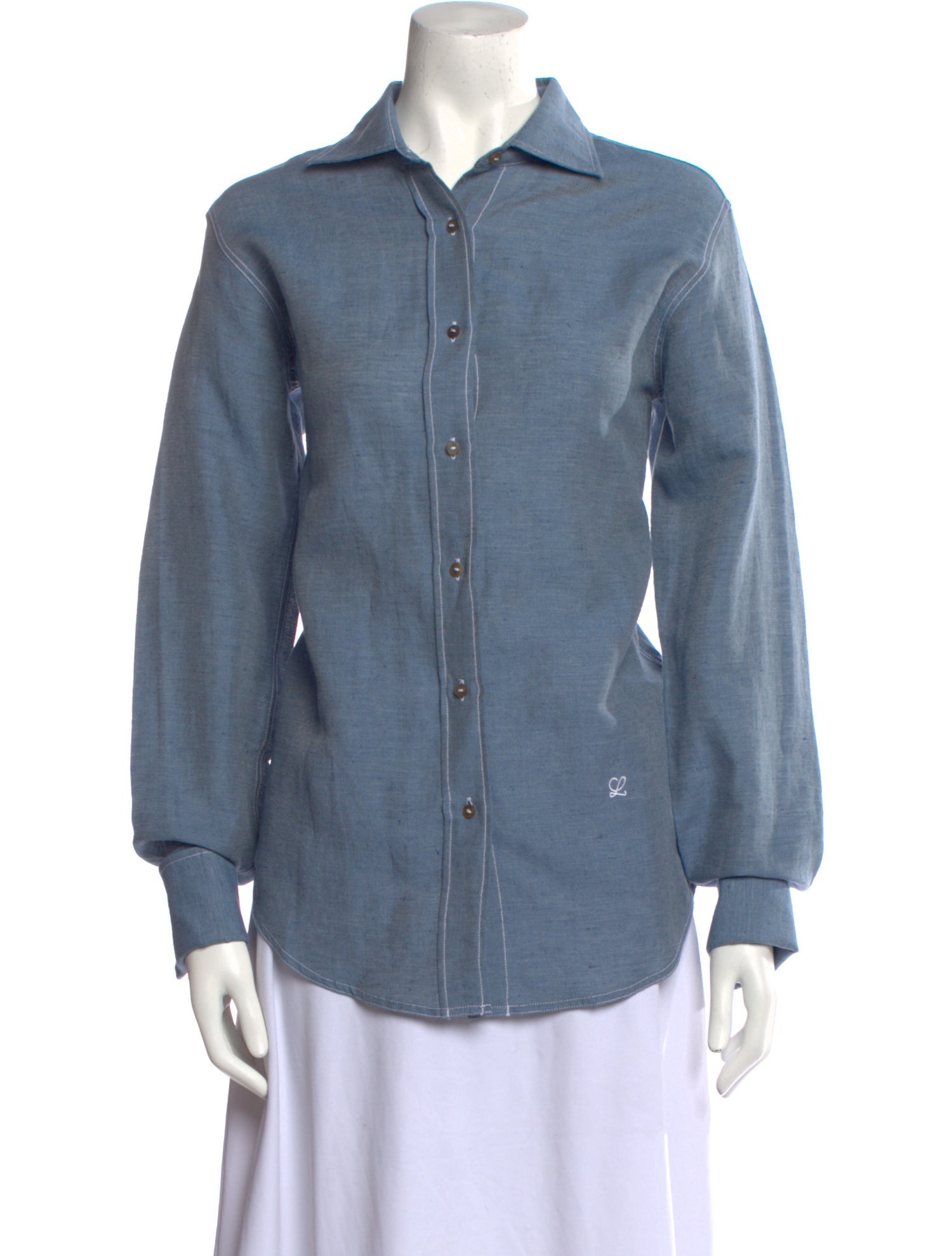 Loewe Linen Long Sleeve Button-Up Top