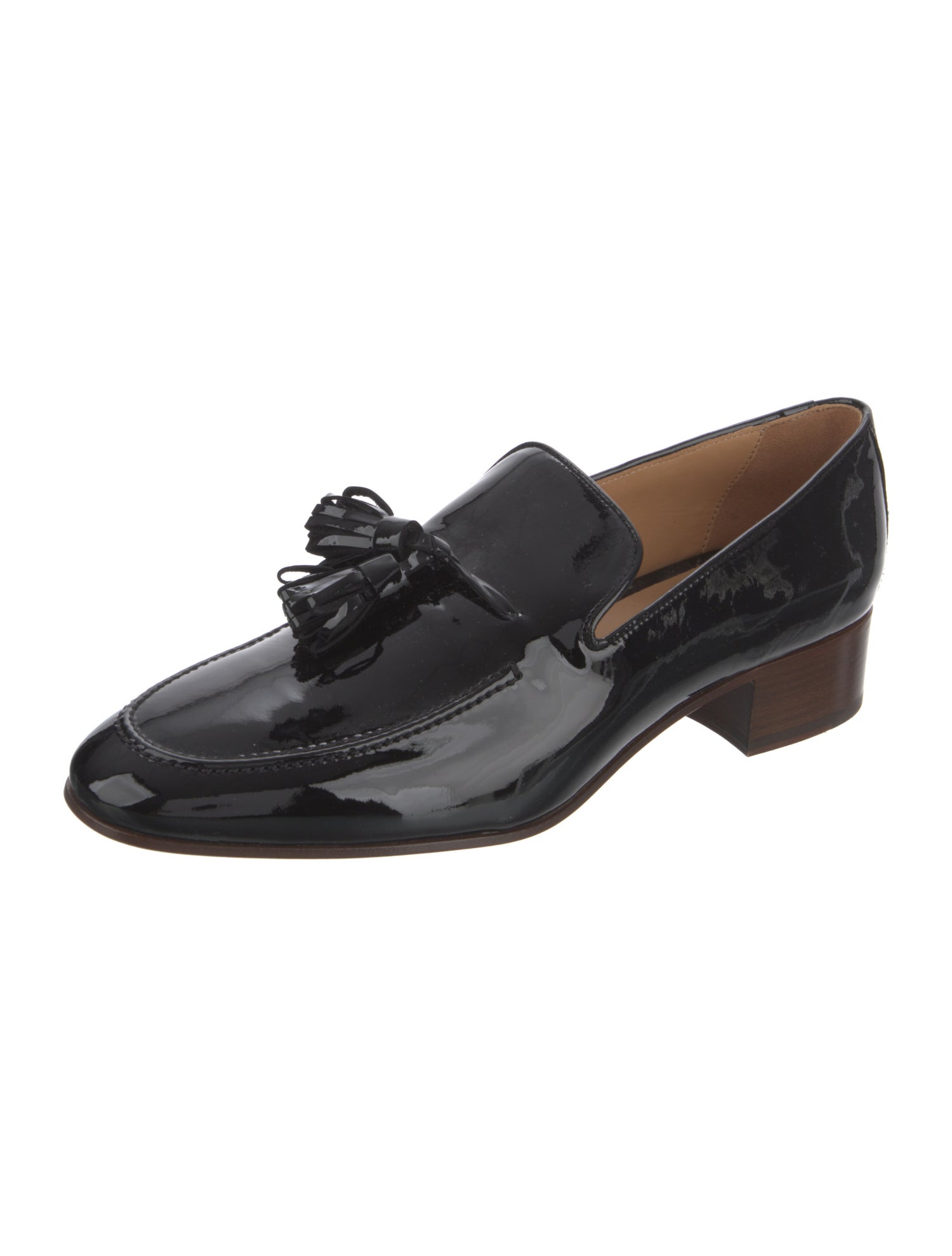 Loewe Patent Leather Tassel Accents Loafers