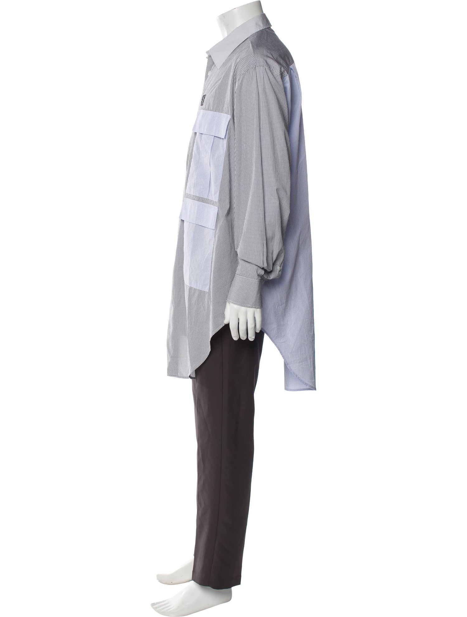 Loewe Striped Anagram Plaid Print Dress Shirt