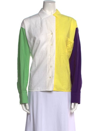 Loewe Anagram Colorblock Pattern Button-Up Top
