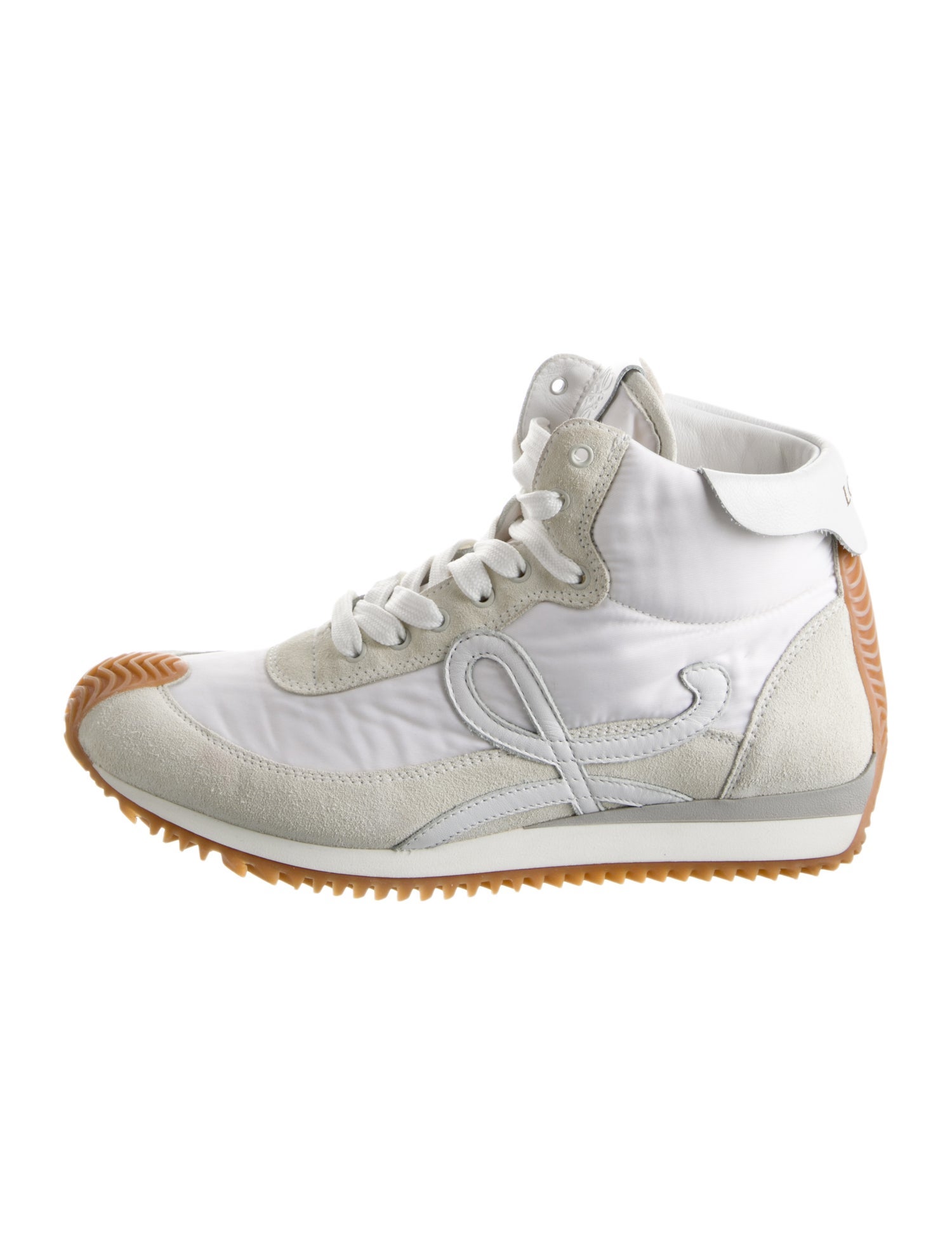 Loewe Suede Colorblock Pattern Wedge Sneakers