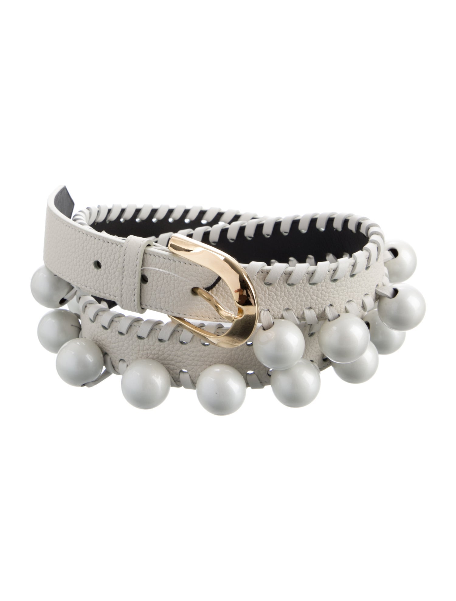 Loewe Faux Pearl Accents Leather Belt